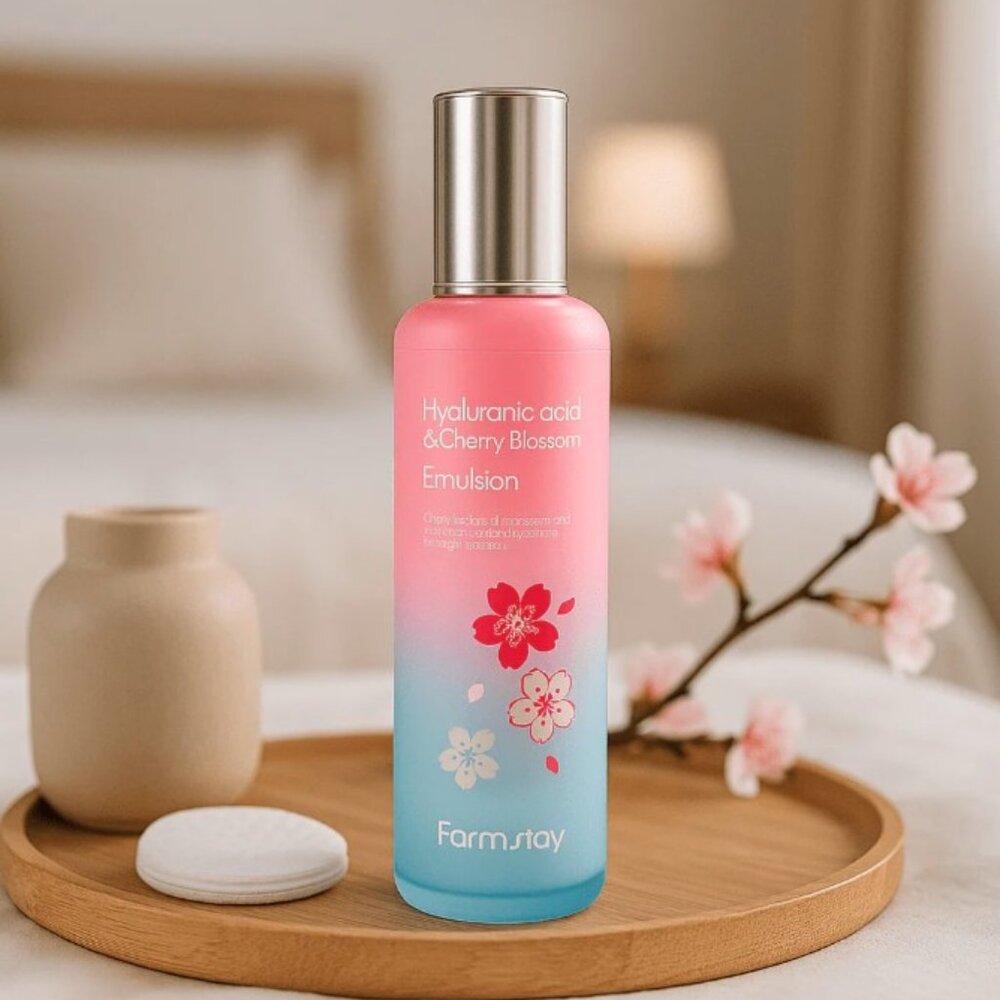 FarmStay Hyaluronic Acid & Cherry Blossom Emulsion Face Lotion Korea 4.05 oz